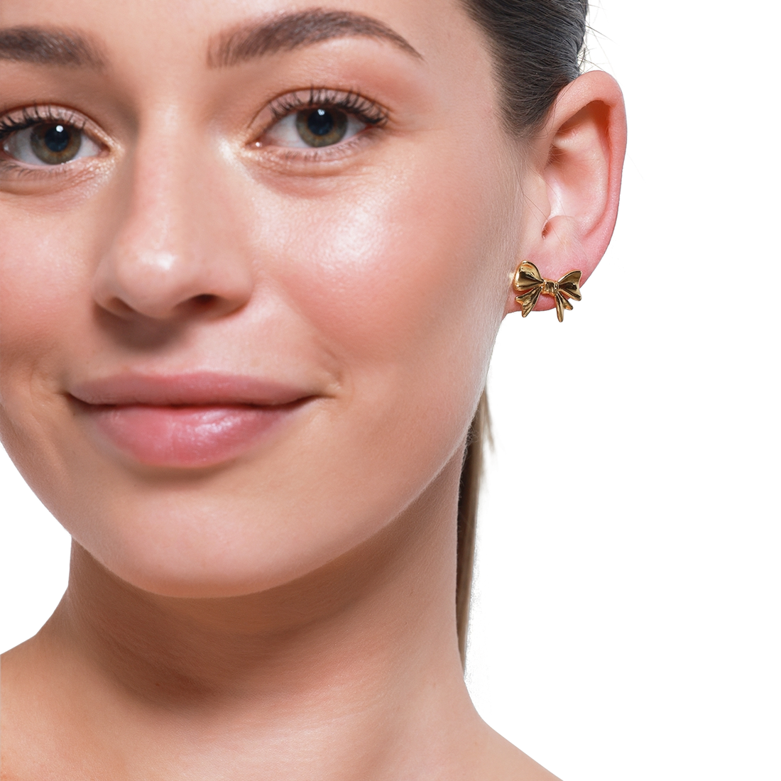 Elegante goldene Schleifen-Ohrringe für minimalistischen Look