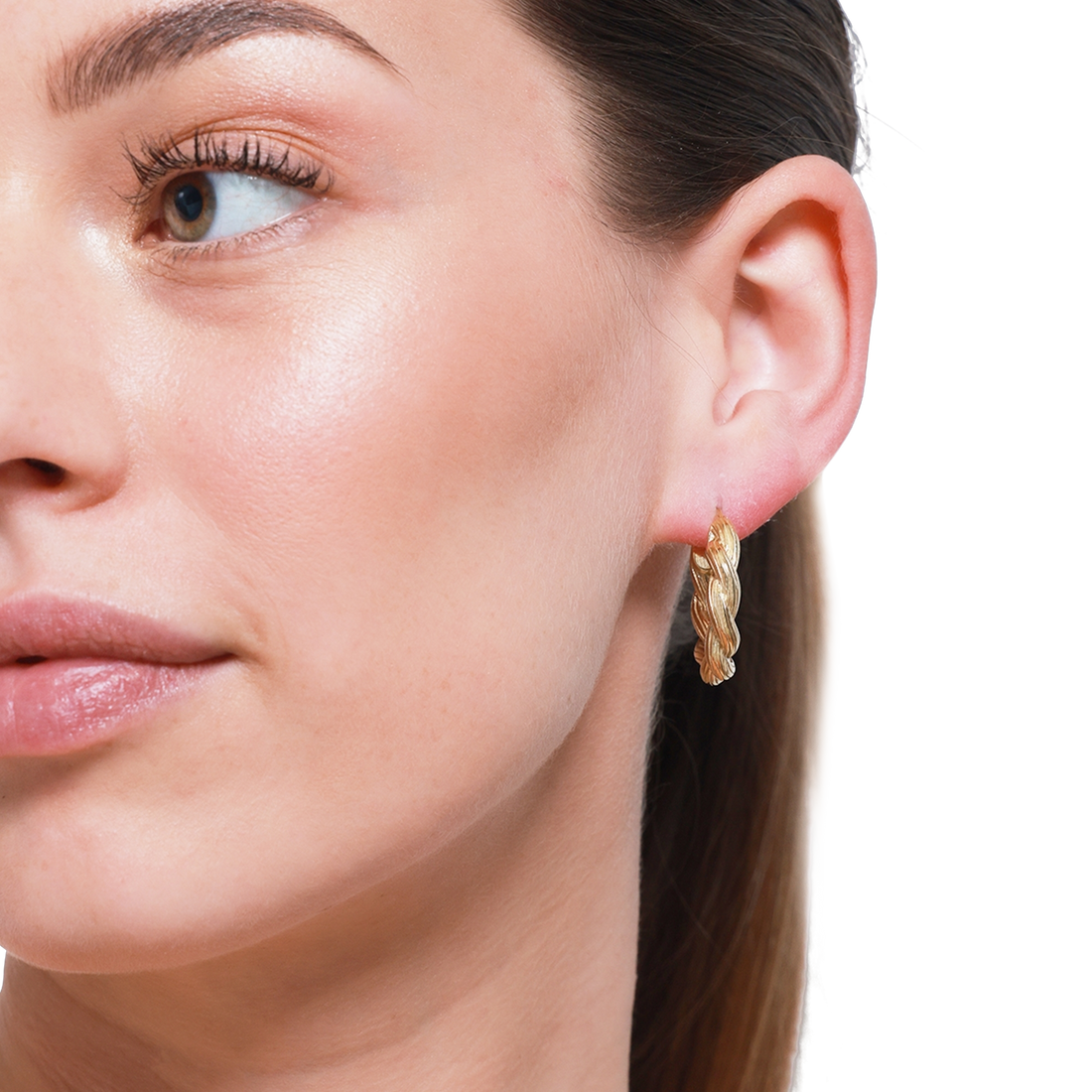 Elegante goldene Ohrringe für Frauen im geflochtenen Design
