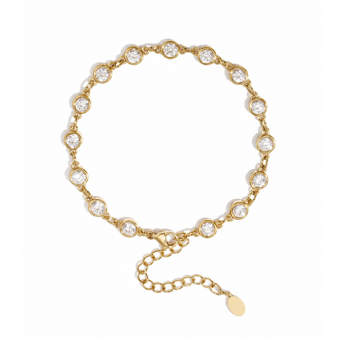 Armband Damen Gold Rosalie in Gold gestylt als Teil eines Schmucklooks