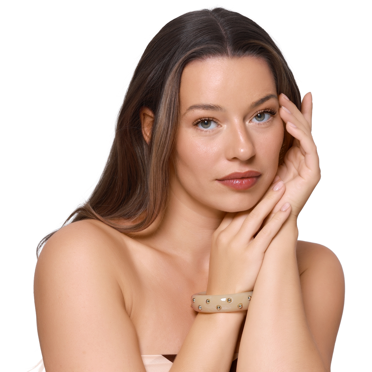 Armband Damen Resin Maeve in Light Colorado Topaz - am Handgelenk getragen