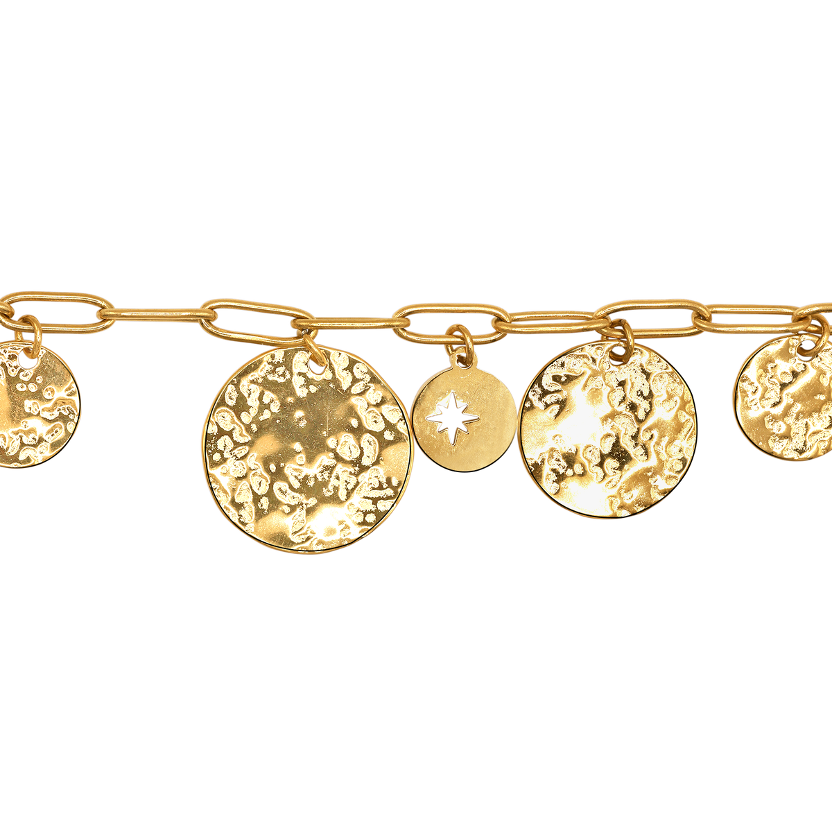 Fußkettchen Damen Gold Selene in Gold am Knöchel getragen