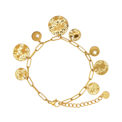 Fußkettchen Damen Gold Selene in Gold stilvoll zum Outfit gestylt