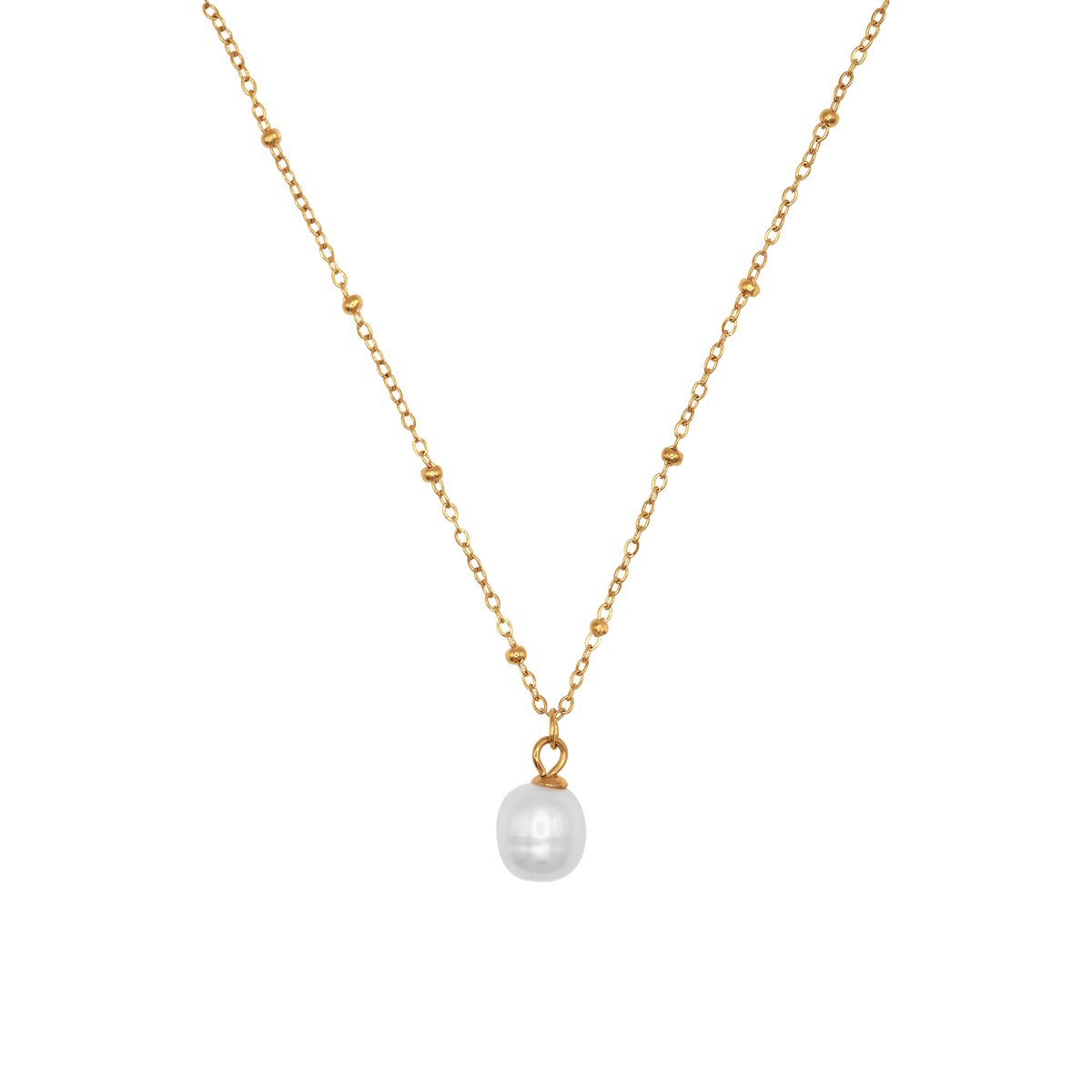 Halskette Damen Gold Camille in Gold mit weißer Perle Produktansicht