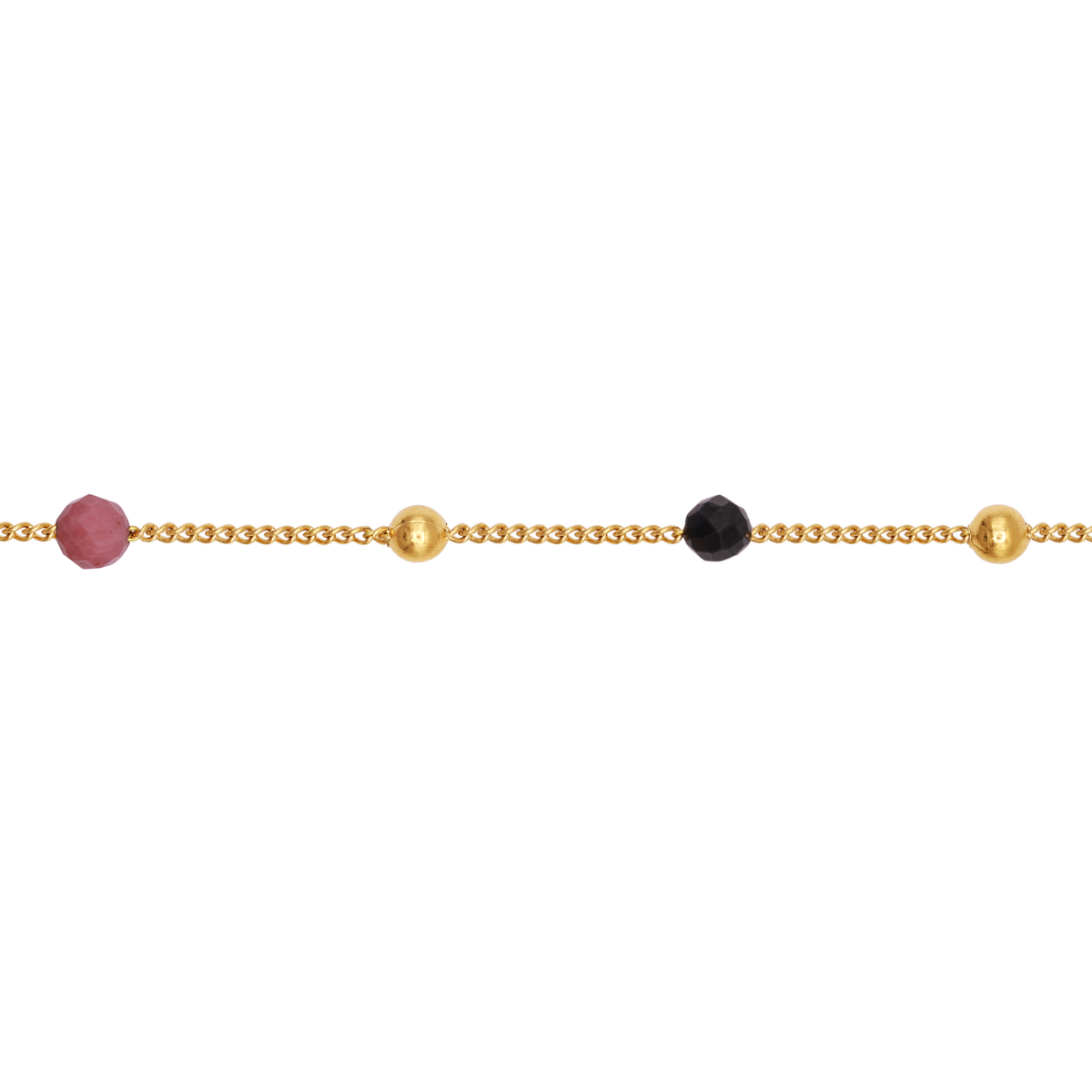 Halskette Damen Gold Amaris in Gold, Produktansicht der Kette mit Metallkugeln und Volcano-Steinen