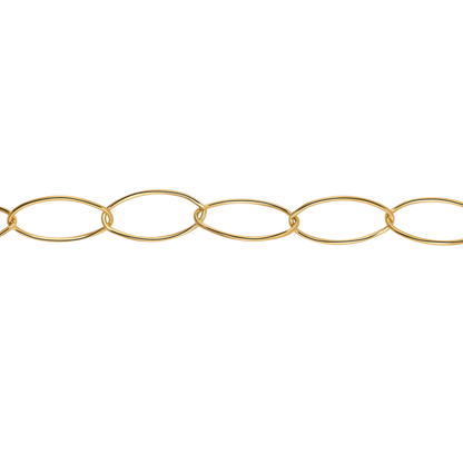 Halskette Damen Gold Isleen in Gold, Produktansicht der Gliederkette mit ovalen Gliedern