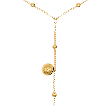 Halskette Damen Gold Melia in Gold, Produktansicht der Y-Kette mit schimmernden Kugeln