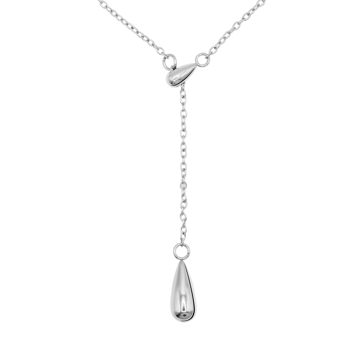 Halskette Damen Edelstahl Eulalie in Silber mit Tropfenanhaenger - Produktbild