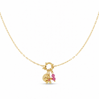 Halskette Damen Gold Katla in Gold - Detailansicht von Gliederkette und Anhaengern