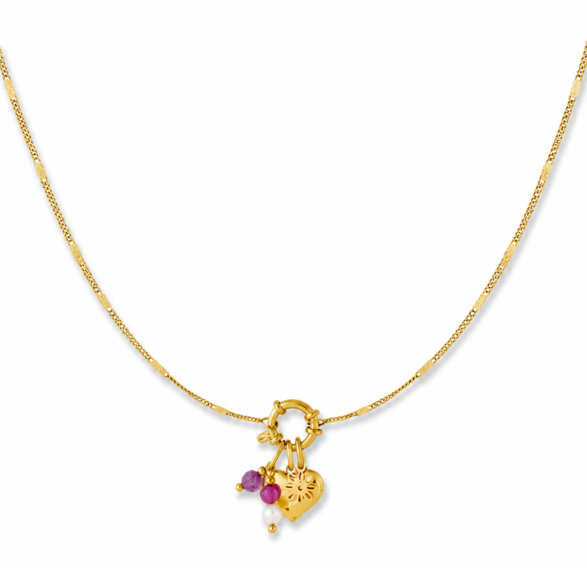 Halskette Damen Gold Lilja goldfarben - Detailansicht des Karabinerverschlusses