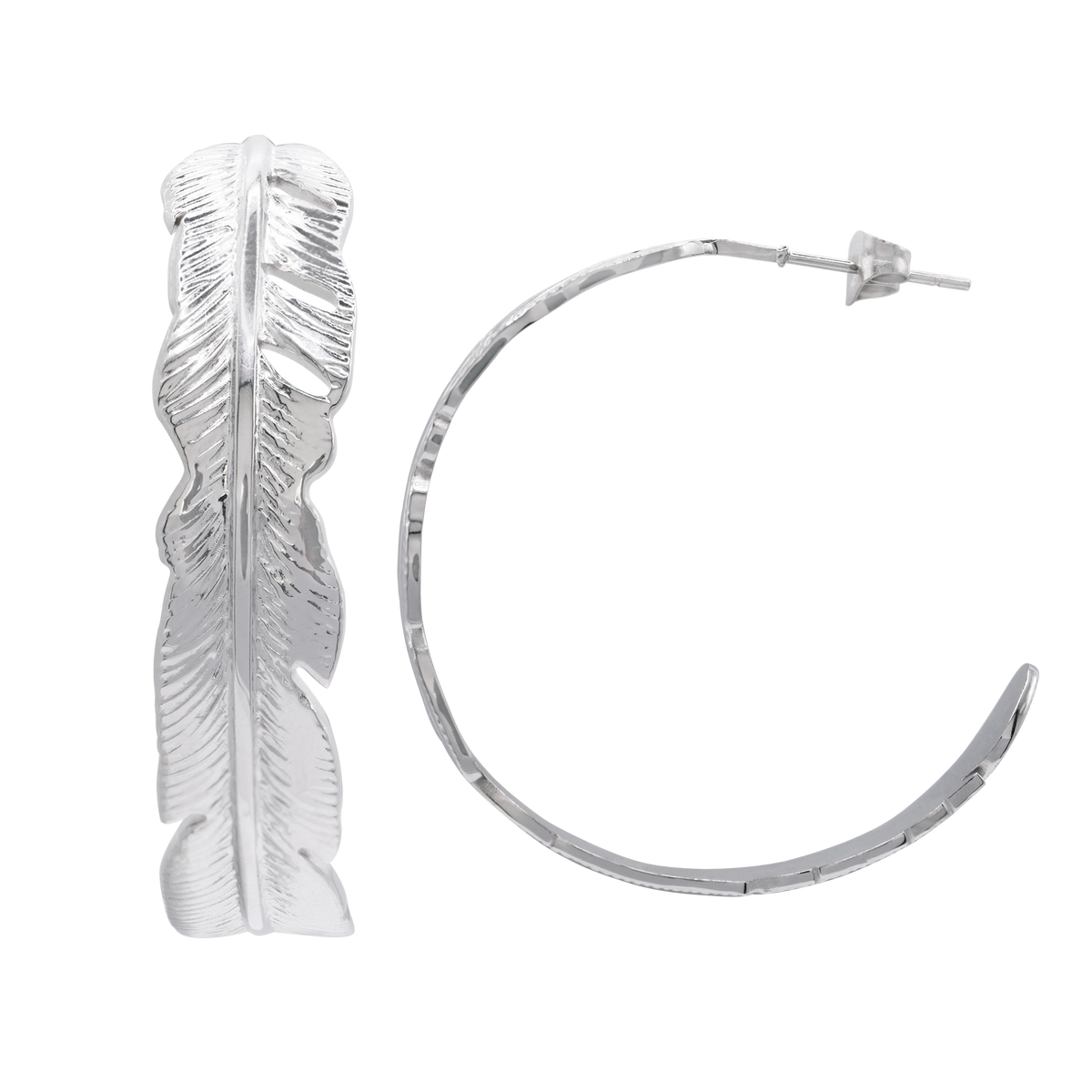 Ohrringe Damen Edelstahl Berrit in Silber mit Feder-Design