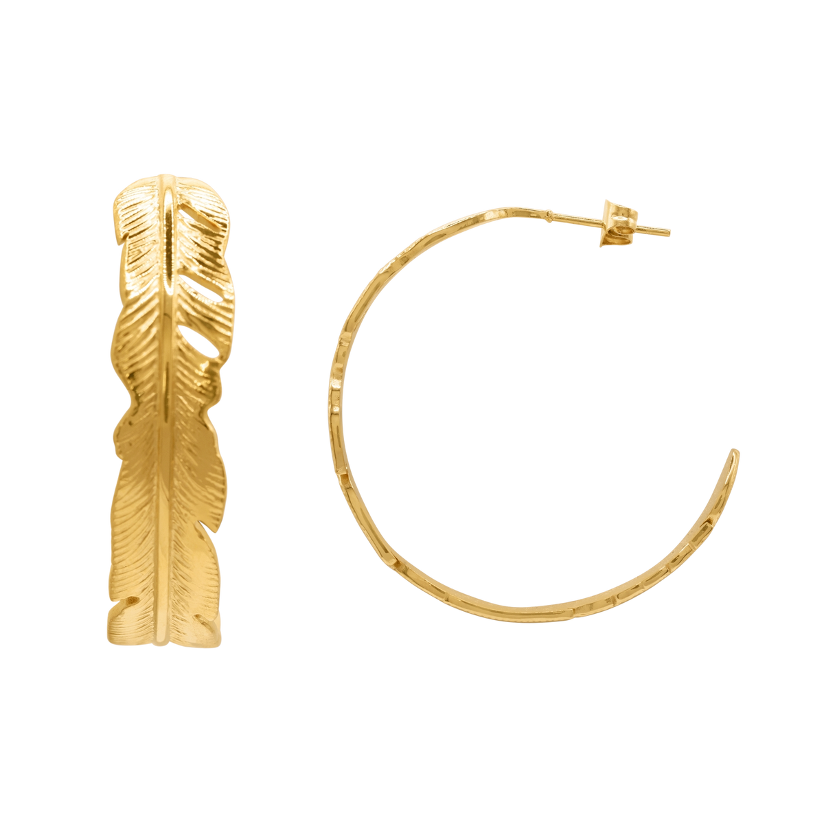 Ohrringe Damen Edelstahl Berrit in Gold mit Feder-Design