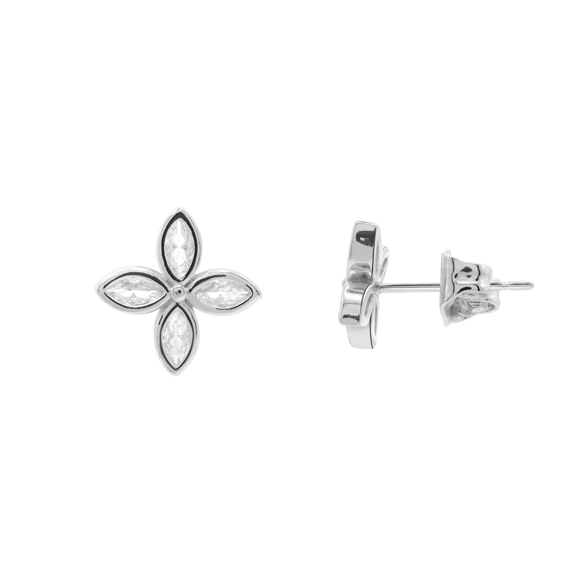 Ohrringe Damen Edelstahl Serena Silber Produktansicht mit Zirkonia