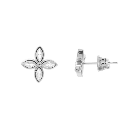 Ohrringe Damen Edelstahl Serena Silber Produktansicht mit Zirkonia