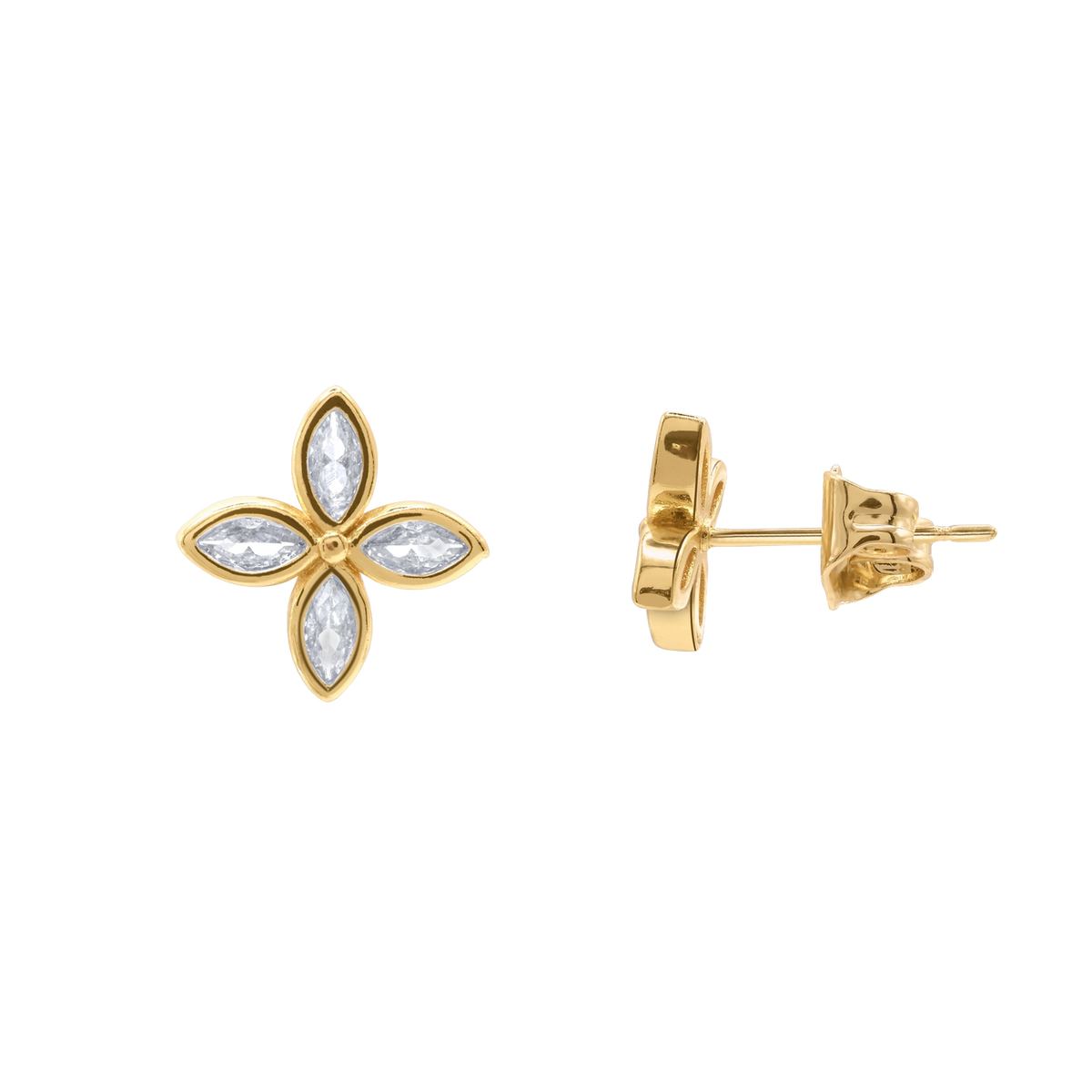 Ohrringe Damen Edelstahl Serena Gold Produktansicht mit Zirkonia