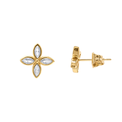Ohrringe Damen Edelstahl Serena Gold Produktansicht mit Zirkonia