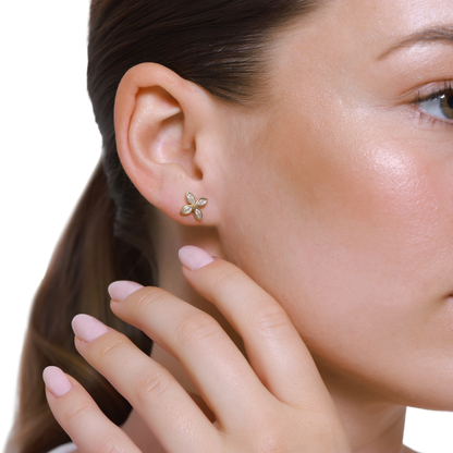 Ohrringe Damen Edelstahl Serena Gold Detailansicht Zirkonia Stein
