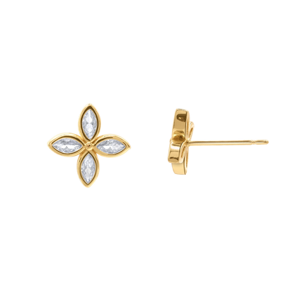 Ohrringe Damen Edelstahl Serena Gold gestylt im Look