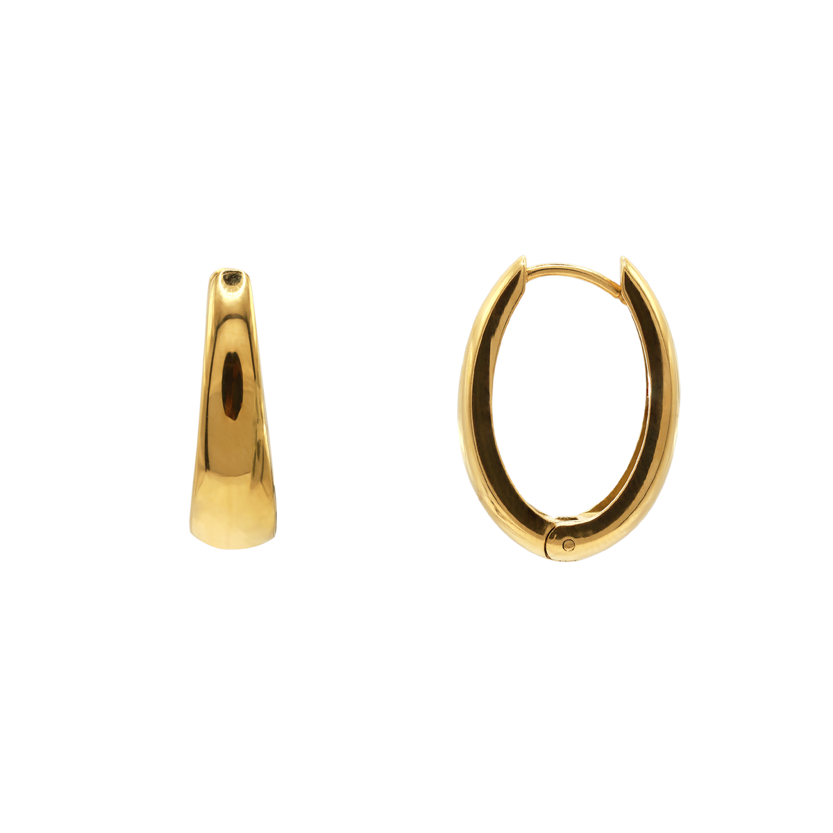 Ohrringe Damen Edelstahl Amara in Gold - Produktansicht der minimalistischen Creolen