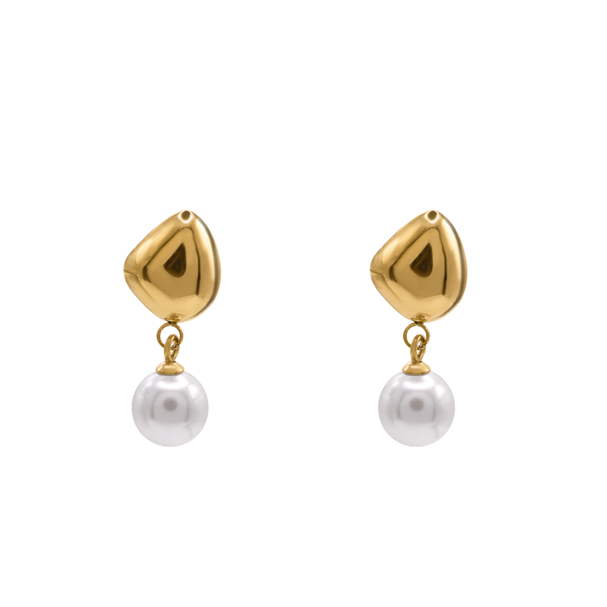 Ohrringe Damen Edelstahl Zita Gold mit weißer Perle – Detail des Steckverschlusses