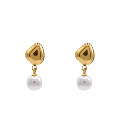 Ohrringe Damen Edelstahl Zita Gold mit weißer Perle – Detail des Steckverschlusses