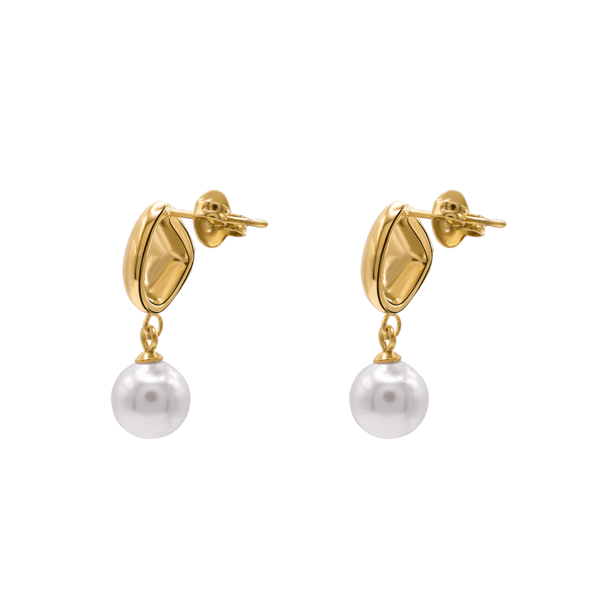 Ohrringe Damen Edelstahl Zita Gold mit weißer Perle – mit Geschenkbox