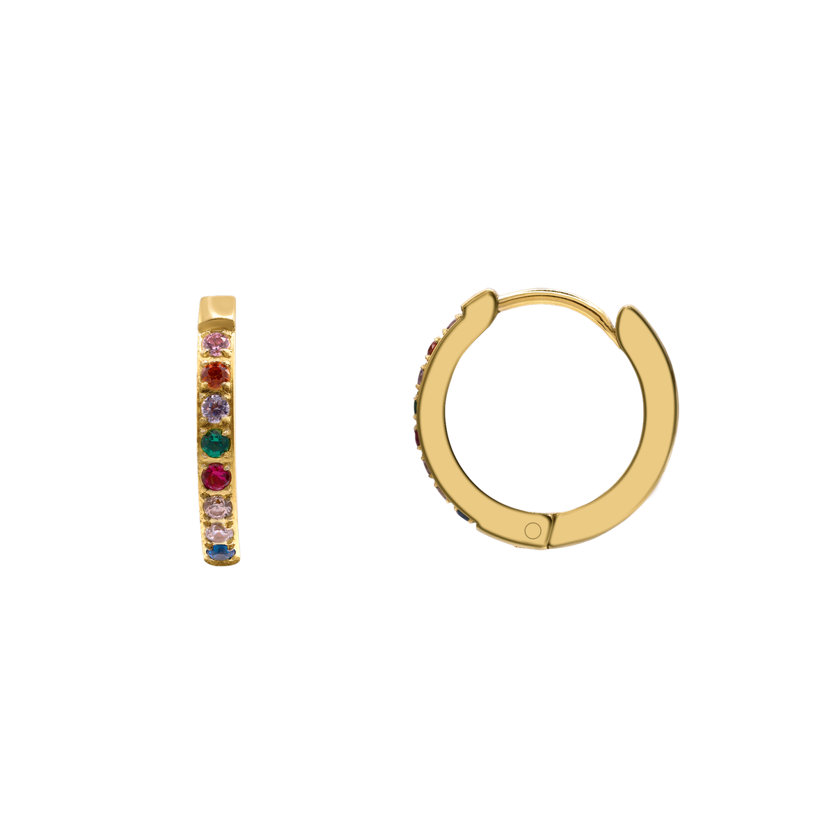 Ohrringe Damen Edelstahl Azura in Gold - Produktansicht der Creolen mit Steinen