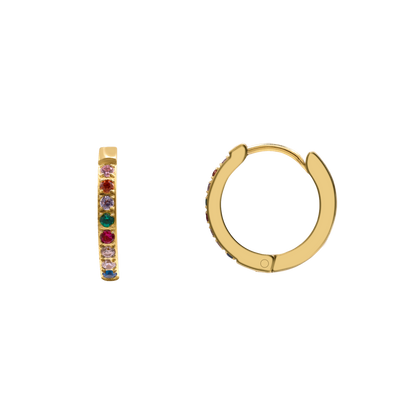 Ohrringe Damen Edelstahl Azura in Gold - Produktansicht der Creolen mit Steinen