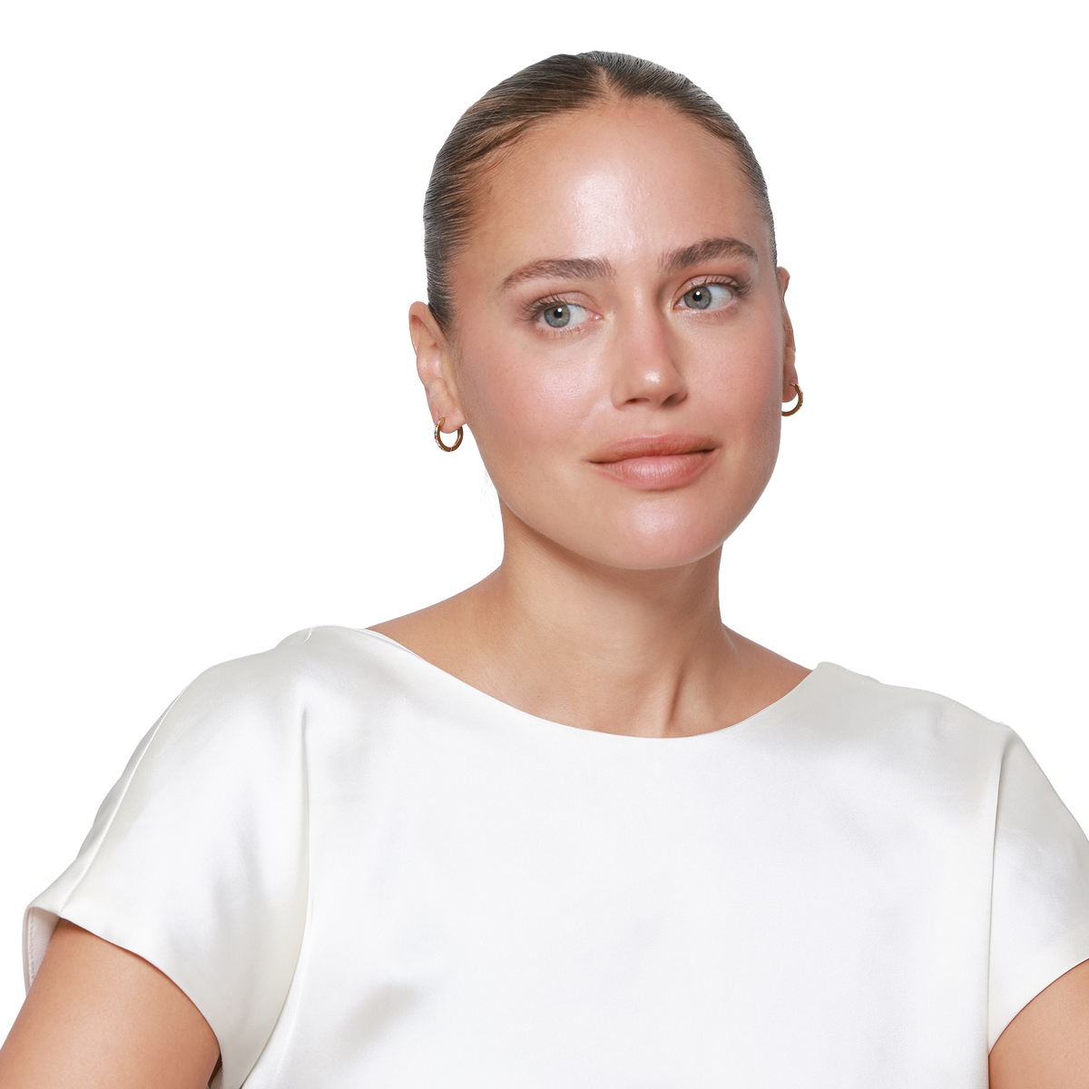 Ohrringe Damen Edelstahl Azura in Gold - getragen am Ohr