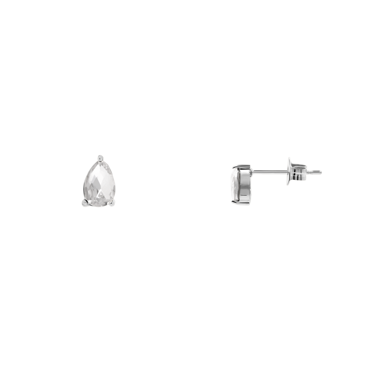 Ohrringe Damen Edelstahl Malys in Silber mit weißem Stein - Produktbild