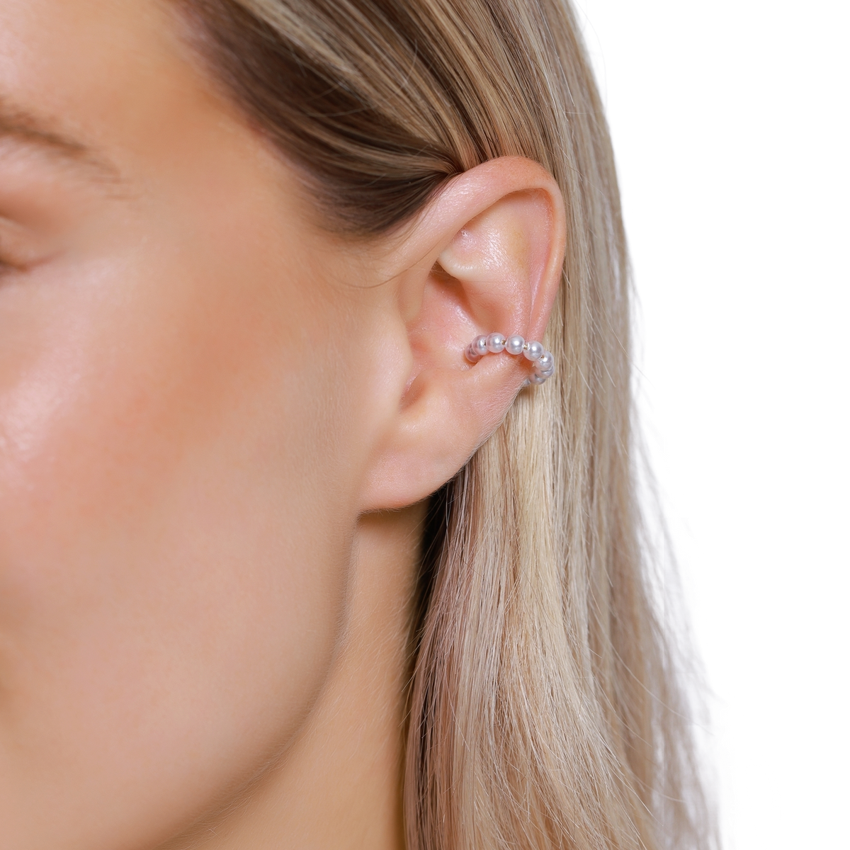 Ohrringe Damen Edelstahl Violette Silber - Detailansicht der Perle