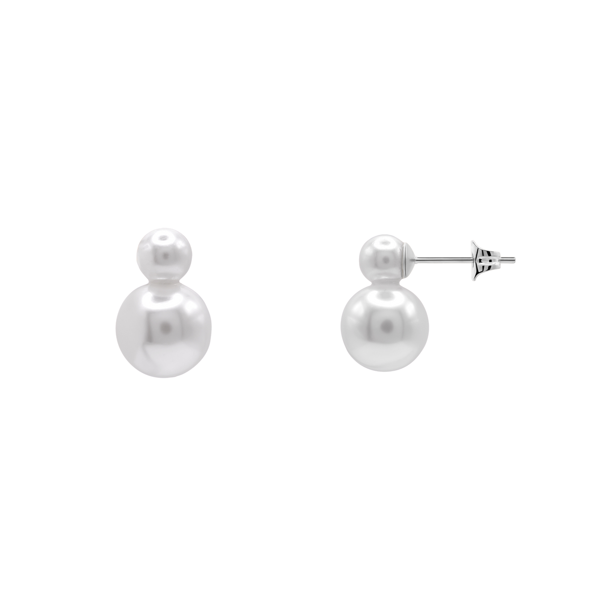 Ohrringe Damen Edelstahl Apolline in Silber mit weißer Perle - Produktbild