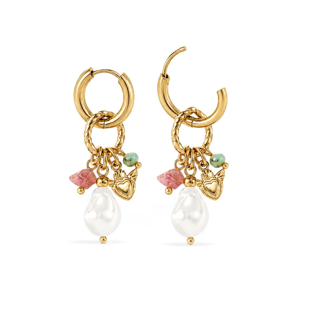Ohrringe Damen Gold Triana in Gold gestylt als Teil eines Schmucklooks