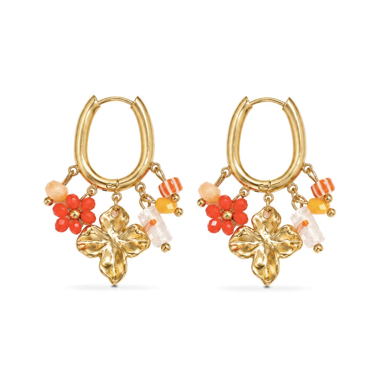Ohrringe Damen Gold Nayra goldfarben - Detail Klappverschluss