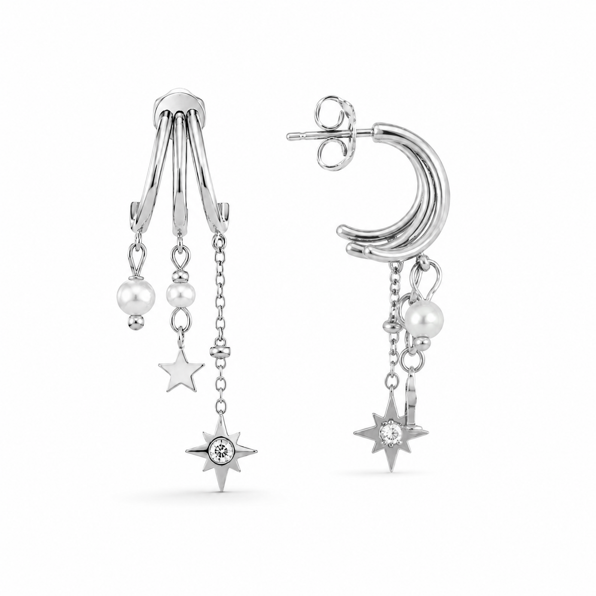 Ohrringe Damen Edelstahl Candela silberfarben - Detail Steckverschluss