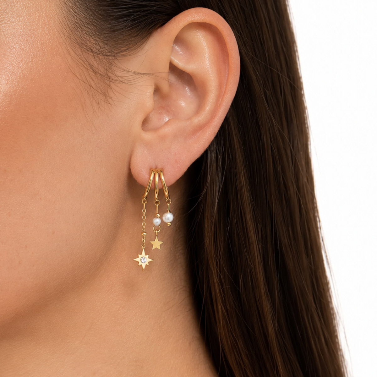 Ohrringe Damen Edelstahl Candela goldfarben - Detailansicht