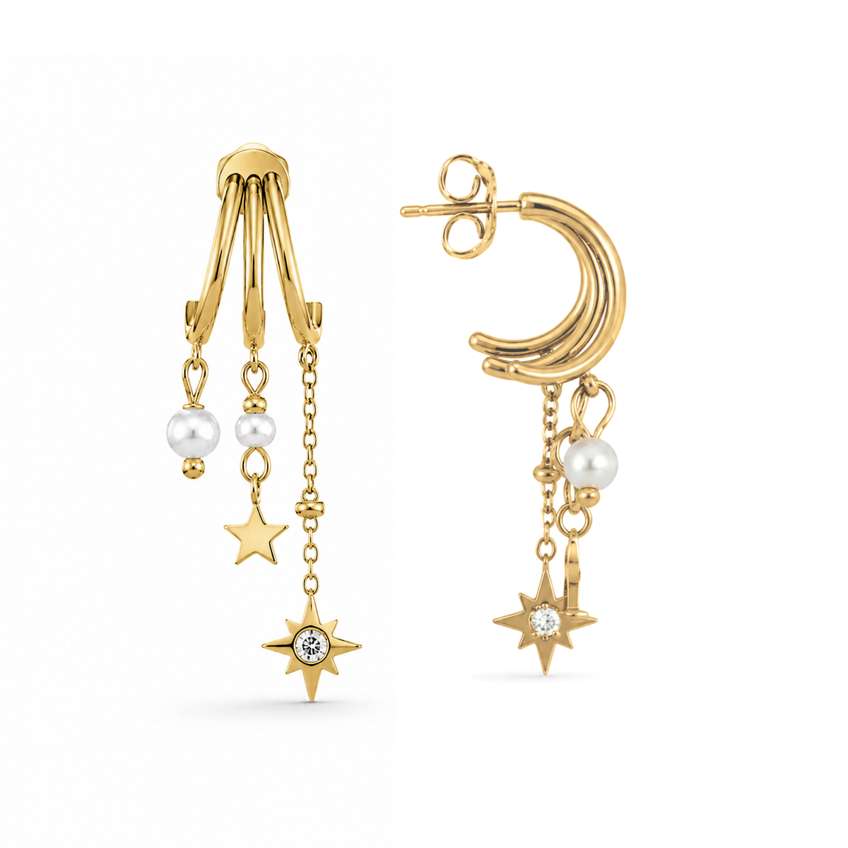 Ohrringe Damen Edelstahl Candela goldfarben - Detail Steckverschluss