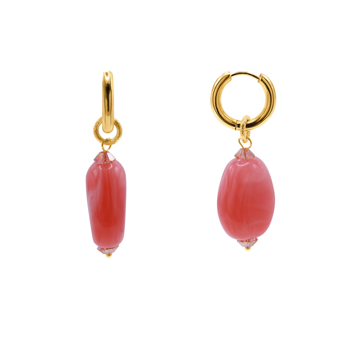 Ohrringe Damen Edelstahl Dione in Gold mit Stein Rose - Produktbild
