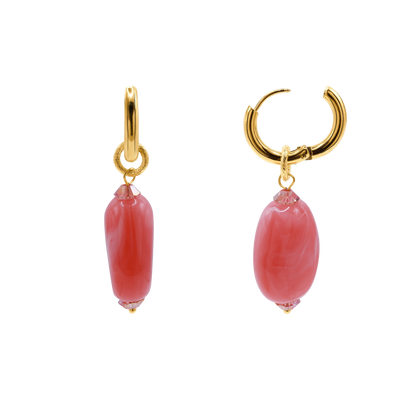 Ohrringe Damen Edelstahl Dione in Gold mit Stein Rose - gestylt im Look