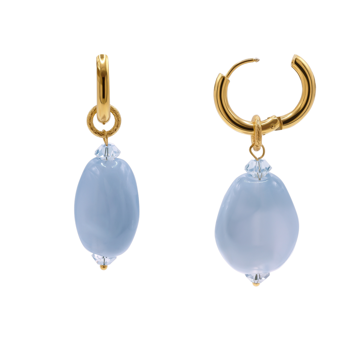 Ohrringe Damen Edelstahl Dione in Gold mit Stein Provence Lavender - gestylt im Look