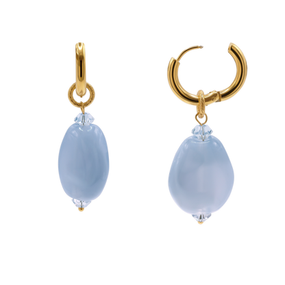 Ohrringe Damen Edelstahl Dione in Gold mit Stein Provence Lavender - gestylt im Look