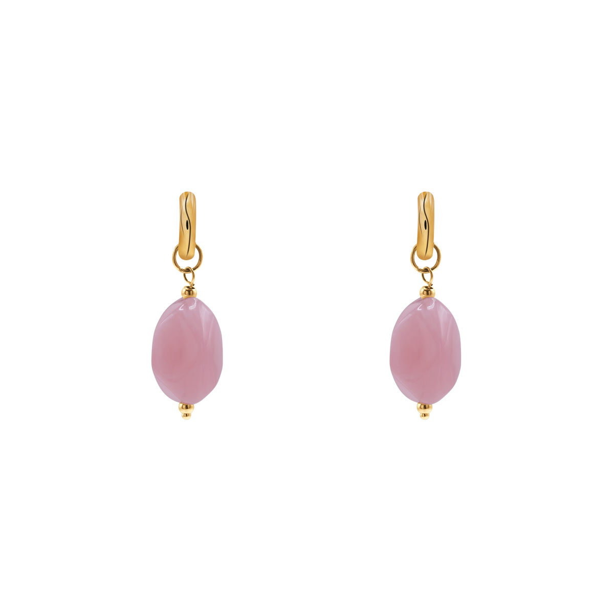 Ohrringe Damen Edelstahl Nefeli in Gold mit Stein Light Rose - Klappverschluss im Detail