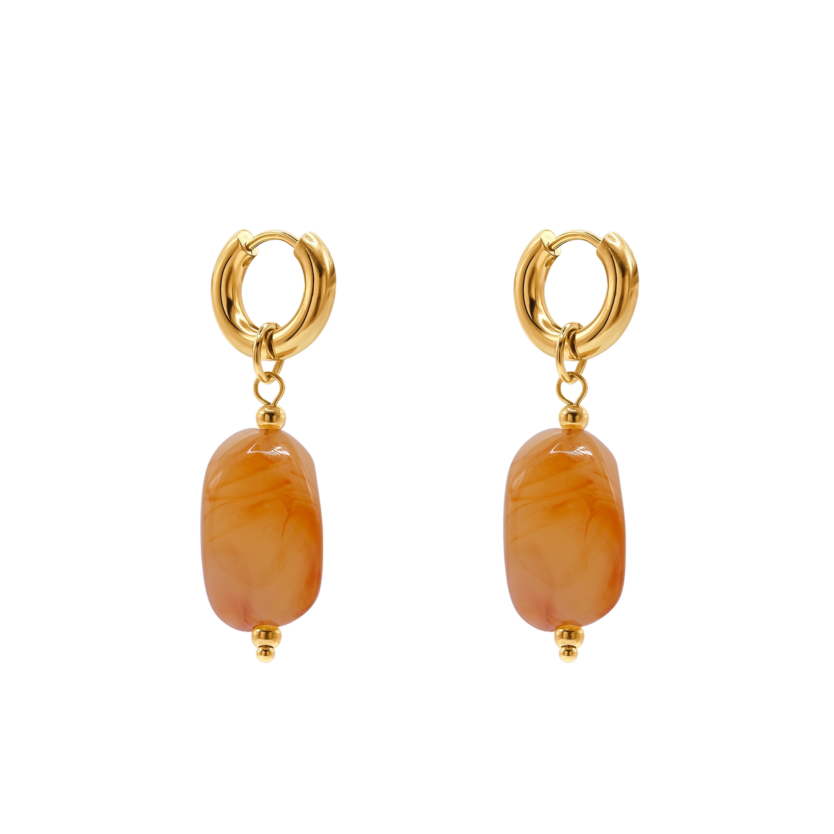 Ohrringe Damen Edelstahl Nefeli in Gold mit Stein Light Peach in der Geschenkbox