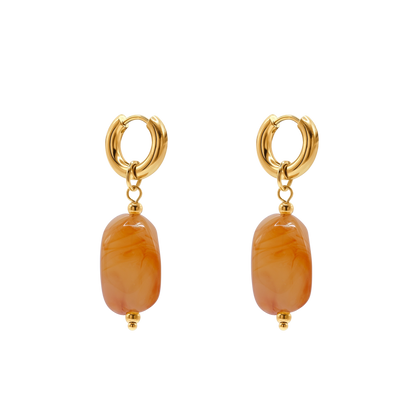 Ohrringe Damen Edelstahl Nefeli in Gold mit Stein Light Peach in der Geschenkbox