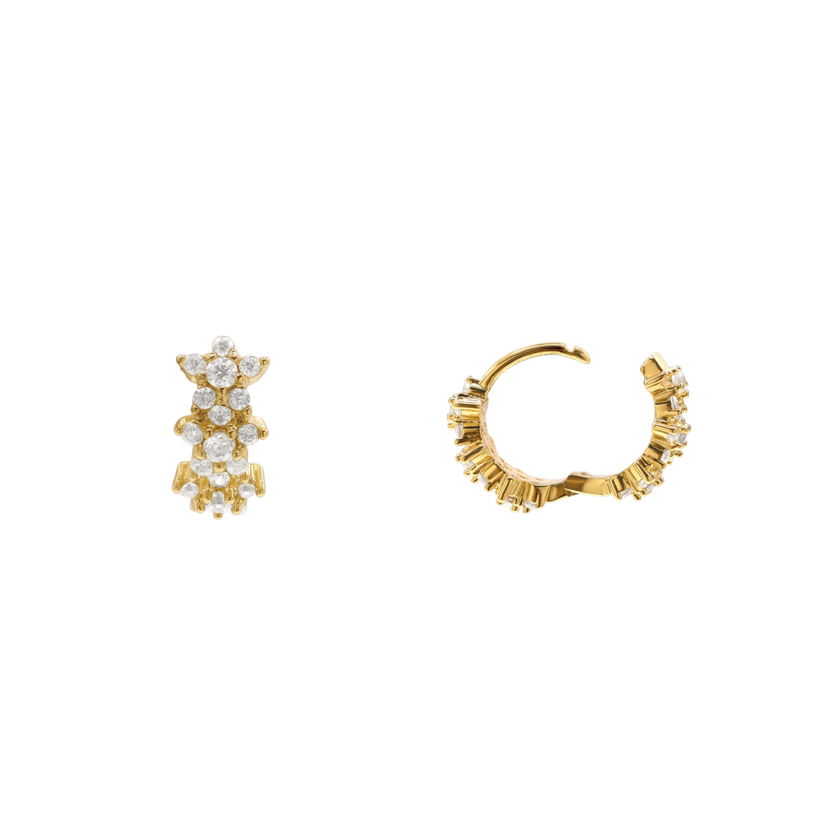 Ohrringe Damen Edelstahl Maelle in Gold gestylt mit weiterem Damenschmuck