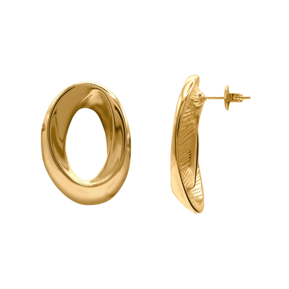 Ohrringe Damen Edelstahl Lunara in Gold mit offenem Oval - Produktbild