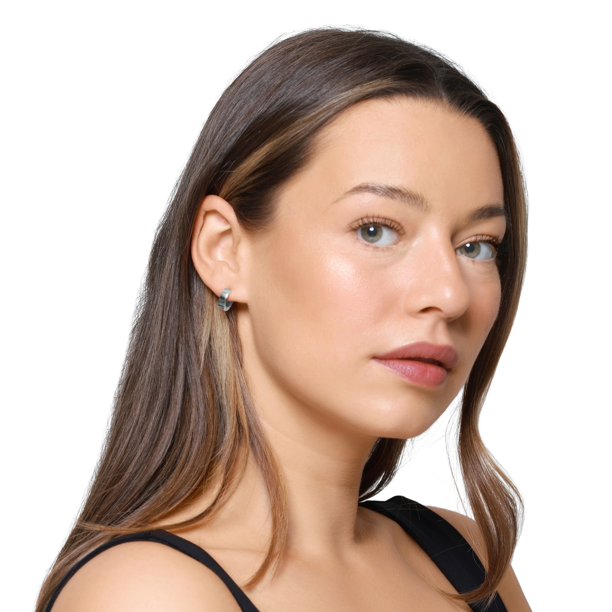 Ohrringe Damen Edelstahl Elisabetta in Silber – getragen