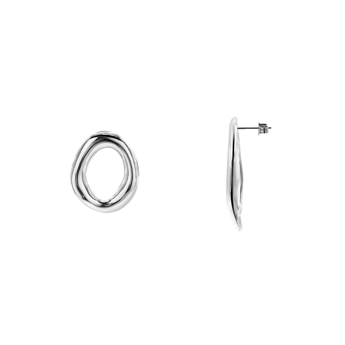 Ohrringe Damen Edelstahl Eleonora in Silber mit ovaler Form - Produktbild