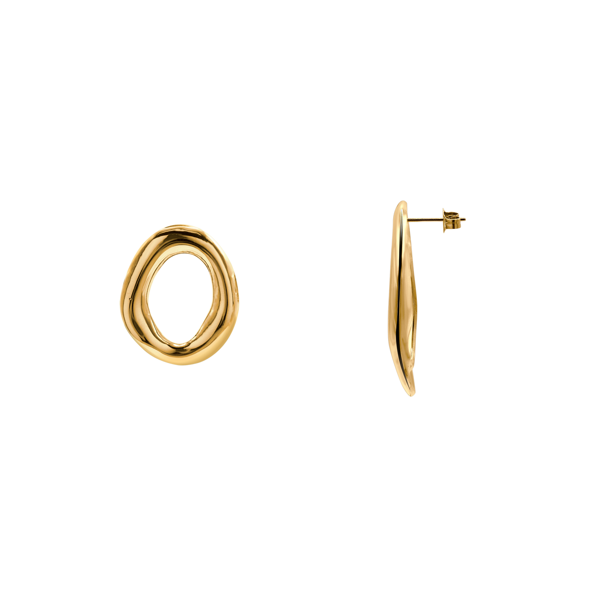 Ohrringe Damen Edelstahl Eleonora in Gold mit ovaler Form - Produktbild