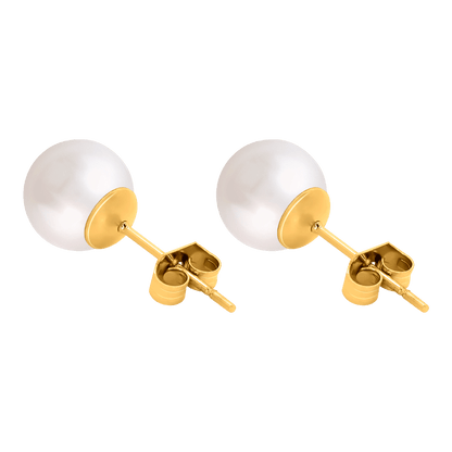Ohrringe Ohrstecker mit Perle weiss 8mm