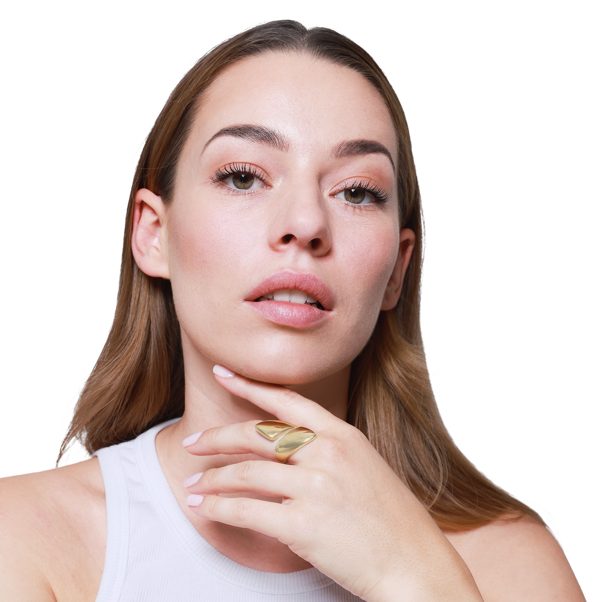 Ring Damen Gold Livana in Gold – Detailansicht der asymmetrischen Ringschiene